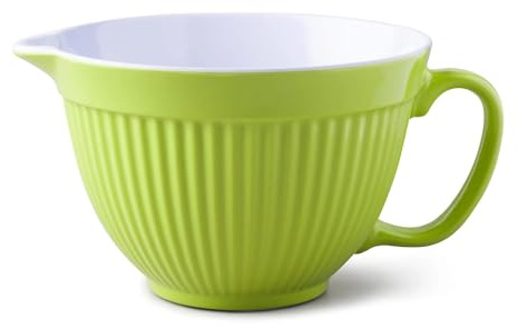 Zeal Mixing Bowl & Batter Jug, Kitchen Mixing Bowl for Baking & Cooking, Easy Pour Spout, Comfortable Handle & Non-Slip Base, Dishwasher Safe Melamine, Lime