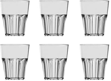 Garnet - Bicchiere di plastica trasparente Riutilizzabile “Rox Set da 6 Pezzi – Lavabile in lavastoviglie – 29 Bordo/ 25 cl a Servizio-Made in Italy