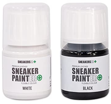 SNEAKERSER Sneaker Painter Premium Leather Flexible Sneaker Paint Duo Black & White 30ml for Sneakers, Trainers, Shoes and Footwear - SNEAKERS ER