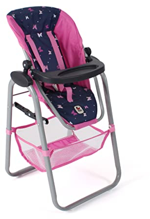 Bayer Chic 2000 Puppenhochstuhl – Navy-Pink – Verstellbar & klappbar – Rückentrage & Gepäcknetz – Puppen bis 50 cm – Puppenzubehör 3-8 J.