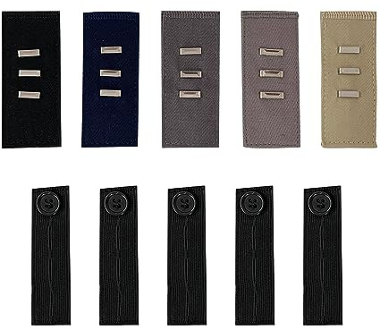 Extensores tipo gancho de 5 piezas, extensores tipo botón de 5 piezas, extensor de cintura ajustable de alta elasticidad, adecuado para jeans, pantalones deportivos