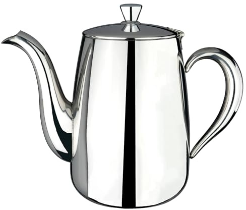 Café Olé Premium kaffekanna, 1590 ml, 8 portioner, rostfritt stål, klassisk kaffekannadesign med spegelblank yta, perfekt pip