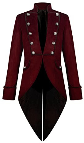 Odizli Frack - Costume da uomo medievale, stile gotico, steampunk, da passeggio, da uomo, per rinascimento vittoriano, vampiro, costume da vampiro, costume da vampiro, per Halloween, carnevale,