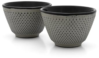 Bredemeijer kleine graue gusseiserne Teebecher Jang 2-teilig - Guss-Tassen Ø 7.8 cm
