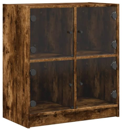 vidaXL Armario Auxiliar con Puertas de Vidrio, Aparador de Almacenamiento, Mueble de Buffet, Organizador para Salón Pasillo Hogar, Roble Sonoma