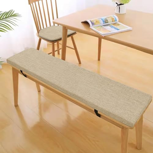 Sitzkissen Bank Outdoor, Bankauflagen mit Abnehmbarem Bezug, Bankkissen Waschbare, Rutschfestes Sitzpolster Outdoor, Sitzauflage Bank Viele Farben und Größen Zur Auswahl, Beige, 110×40×3cm