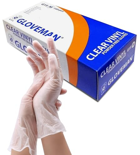 PANKTI Clear Vinyl Gloves, 100 Count, Clear Disposable Gloves - Packaging may vary (100, X-Large)