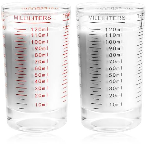 Misurino per shot, 2 misurini in vetro da 120 ml, misurino piccolo, mini misurino, bicchierini da liquore con bilancia, per feste, cucina, bar