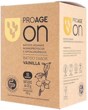 ProAge ON Batido Proteína Vegana de Guisante | 10 Sobres Sabor Vainilla | Hipoalergénico, FODMAP Friendly | 15g Proteína Pisane® para Composición Corporal