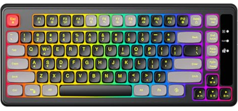 KB-01 Mekanisk känsla film tangentbordsspel, trådbunden anslutning 82 tangenter, RGB-bakgrundsbelyst, typ-C, ergonomisk design (tangentbord-svart Three Fight)