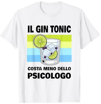 Maglietta Gin Tonic - Costa Meno dello Psicologo Divertenti Maglietta