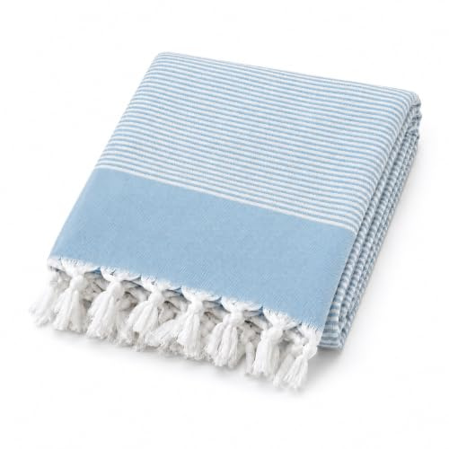 ELZTALER Hamamtuch 90x175 cm – Saunahandtuch, Strandtuch & Badetuch, leichtes Reisehandtuch, weich & platzsparend (Türkisblau)