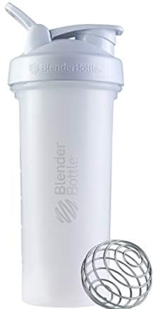 BlenderBottle Classic V2 Shaker Bottle with Stainless Steel Ball, For Protein Shakes, Dishwasher Safe, 830ml, White