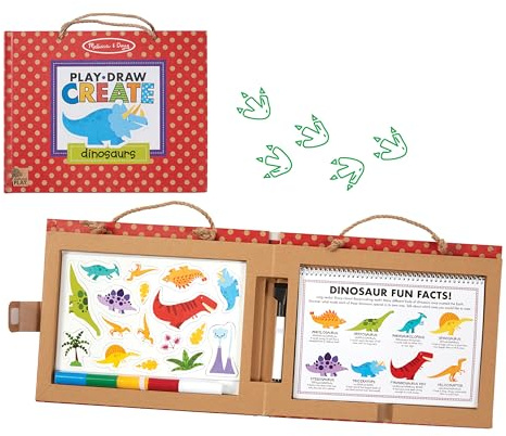 Melissa & Doug | Natural Play: Spielen, Zeichnen, Kreieren, Wiederverwendbares | Mal & Magnet-Set - Dinosaurier (41 Magnete, 5 Whiteboard-Markierstifte)