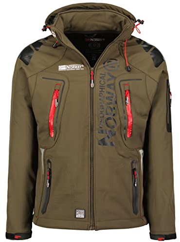 Geographical Norway Techno Men - Veste Softshell Capuche Homme Impermeable - Manteau Outdoor Blouson Coupe Vent Tactique Resistant - Randonnee Ski Automne Hiver Printemps