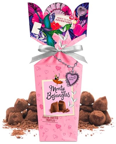 Monty Bojangles Pralinenbouquet von mit Kakao bestäubten Schokoladentrüffeln „With Love“ | Schokoladentrüffel in Geschenkbox, 110 g