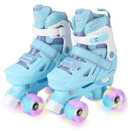OLYSPM Rollschuhe Kinder,Kinder Rollschuhe,Rollschuhe für Kinder,Rollschuhe Mädchen,4 Größen Verstellbare Rollschuhe mit 8 PU-Flash-Rädern und ABEC-7-Lager für Jungen,Mädchen,Anfänger