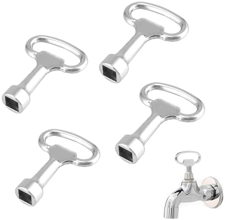 xlwen clé de purge argentées,4 pcs Cle Purge Radiateur,clés de purge radiateur,clés de purge pour radiateur - 13 x 8 x 8 mm -Kit Idéal De Deux Clefs Extra Compact Passe Partout!