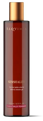 ALQVIMIA Gel de Ducha Sensuality 250ml - Gel de Baño Antioxidante y Tonificante con Aceites Esenciales - Gel Ducha con Extracto de Iris para Piel Radiante y Jojoba para Reducir el Tamaño de Poros