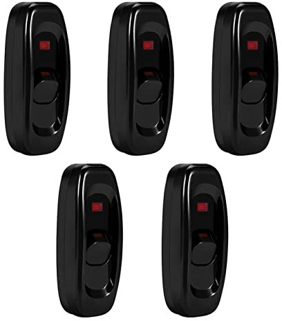 Interruptor de Alimentación en Línea AC 250V 10A con Luz Indicadora LED para Lámpara de Mesa Negro