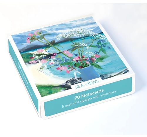 Box of 20 Notecards - Sea Views by Jane Askey - Scenic Coastal Designs - 5 Each of 4 Designs - General Cards Suitable for Birthday and Other Occasions - Made in the UK - Eco-Friendly