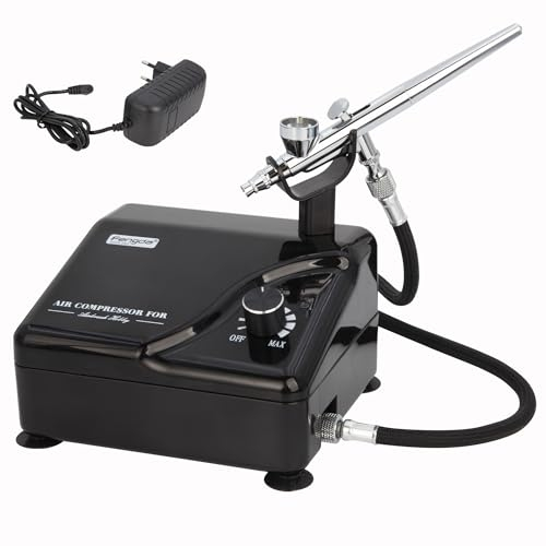 Fengda Kit de Aerografía Profesional con Compresor Inteligente FD-207K para Tatuajes, Maquetas, Decoración de Pasteles, Gráfica Automotriz, etc.
