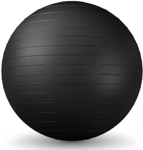 Ceciliec Exercise Ball Anti-Burst Balance Ball for Gym Yoga Pregnancy Stability Swiss Ball with Quick Pump (Black)