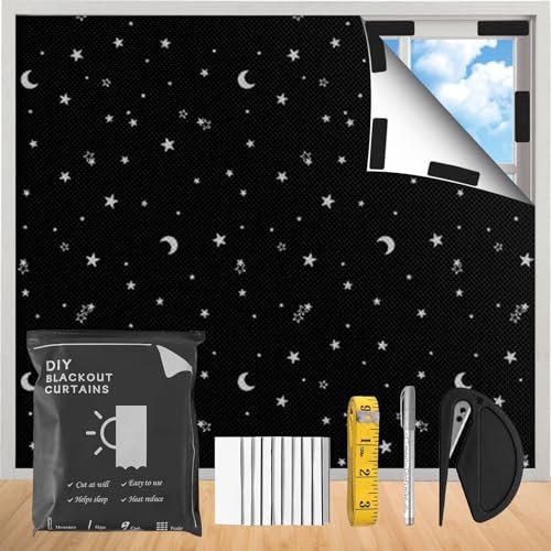 Blackout Blind (3 * 1.5m), Waterproof Roller Blind, No Drill Fits Any Size, Self Adhesive Velcro Style Closure for Windows Rental Properties, Bathrooms, Bedrooms, Living Rooms