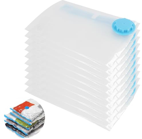 10 piezas Bolsas de Almacenamiento al Vacío Reutilizables para Ropa, Tamaños de 30 x 40 cm Bolsas con Cierre de Cremallera, para Viajes y Ahorro de Espacio en el Hogar