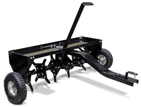 Aerifizierer 90 cm für Aufsitzmäher, Rasenbelüfter aus Pulverbeschichtetem Stahl mit Kupplung für Rasentraktor, Vertikutierer für Gartenpflege, Rasenlüfter Anhänger für Effektive Bodenauflockerung