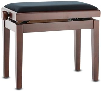 GEWA Piano Bench Deluxe Noce scuro opaco (regolazione continua dell'altezza tramite un preciso meccanismo a forbice, in robusto legno massiccio, elevato carico di rottura)