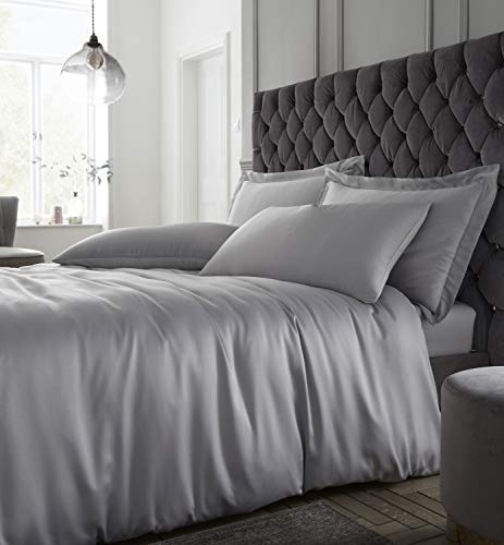 Catherine Lansfield Silky Soft Satin King Duvet Set Silver