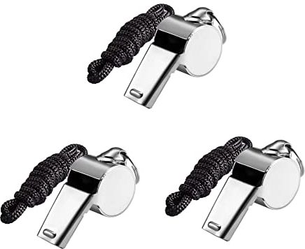 Jaimela Edelstahl Trillerpfeife, Whistle mit Abnehmbare Schnalle Schlüsselband, Knackige Klangpfeifen für Trainer, Schiedsrichter (3 Stück)