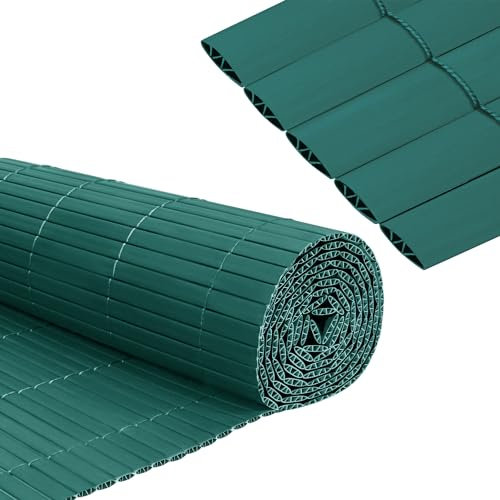 Froadp Brise-vue en PVC - Imitation bambou - Avec serre-câbles et lamelles renforcées en forme de W - Résistant aux intempéries - Pour balcon, extérieur - 160 x 700 cm - Vert