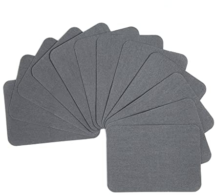 AXEN 12PCS Iron on Repair Patches, 100% Cotton Fabirc Mending Patches for Clothing, Pants, Dress, Shirts, Coats, Jeans and More, Dark Grey