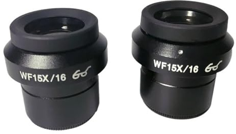 Kit accessori per microscopio Oculare 15X Super Widefield da 2 pezzi for microscopio stereo trinoculare binoculare microscopio stereo WF15X regolabile Vetrini per microscopio