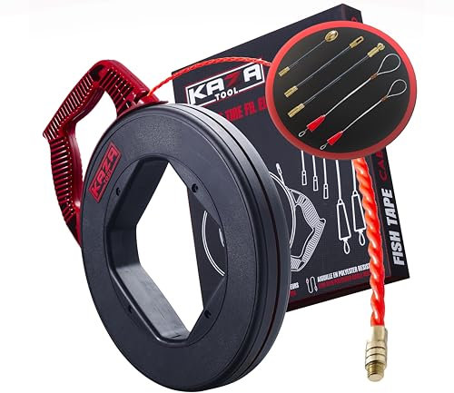 Guia Pasacables Profesional de Poliéster, Pasa Cables Eléctrica, Trenzada Ultra Resistente, 40 Metros Φ 4.5mm, Electricista, Para Pasa Cabos, con 5 Adaptadores Incluidos, Herramienta para Cableado