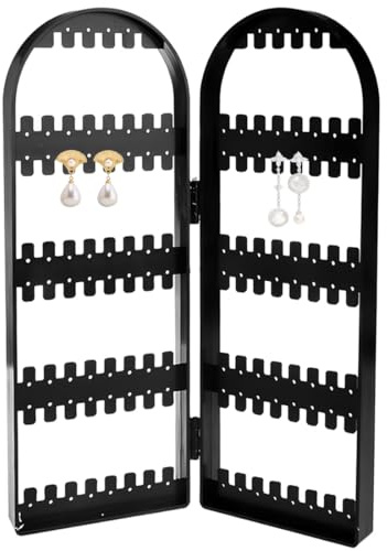 FKWKUW Soporte Plegable para Joyas, Pendientes, Organizador De Pendientes, Soporte para Pendientes, Collares, Pendientes (Negro)