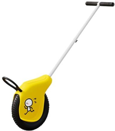 Kids Push Unicycle, 12 Inch Single Wheel for Toddlers Boys Girls, Detachable Small Skidproof Wheel, Yellow