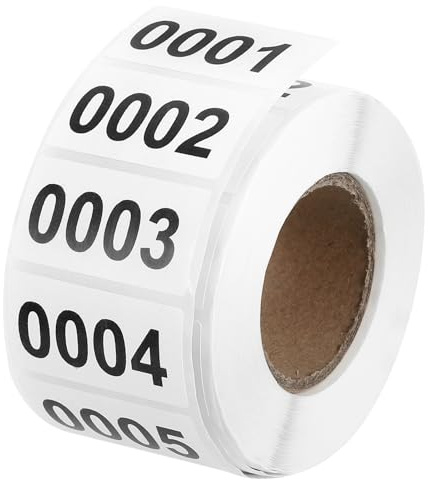 sourcing map Consecutive Number Stickers, 0001-1000 Inventory Label Numbers Self Adhesive Waterproof Labels Tags for Storage Organizing Moving Box Labeling Business Supplies, White