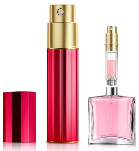 Perfume Atomiser, 5ml Perfume Travel Bottle, Refillable Perfume Bottle Mini Atomiser Spray Dispenser Perfume Refill Bottle fits Purse Handbag Pocket Luggage for Women and Men (Red)