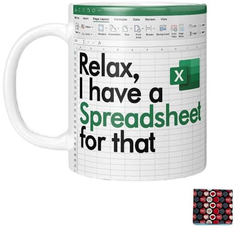 Huipalon Excel Mug Relax I Have a Spreadsheet for That Coffee Mug C Handle Funny Ceramic Cup Gift for Coworkers Accounting Boss Birthday Coffee Tea Mugs