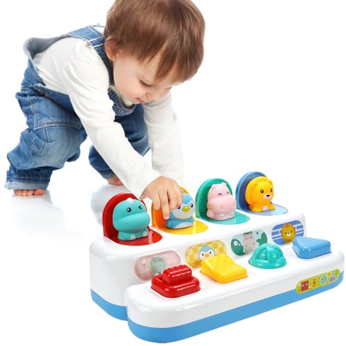 UOCAI Giocattoli pop up per bambini a partire dai 12 mesi, montessori giocattoli a partire da 1 anno, giocattolo per le abilità motorie a partire dai 6 monten primo sviluppo, causa ed effetto