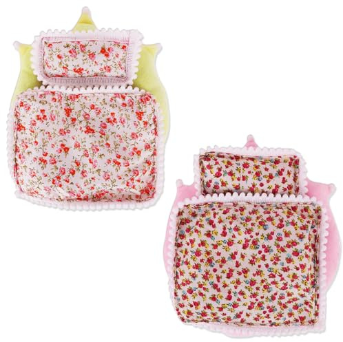 DAVBNM 2 Sets Bedding Set for 17cm Plush Dolls, 17cm Doll Accessories Set, Cute Doll Pillow | Blanket | Mat, Suitable for 10-17cm Plush Dolls,for Bed Decorations Bedroom Accessories