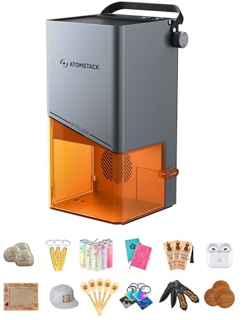 ATOMSTACK Atelier L1 12W Laser Engraver, 4000mm/s High Speed Portable Laser Cutter and Engraving Machine for Wood Metal Glass, Class 1 Safety Enclosed, HD Camera & LightBurn Support DIY Jewelry