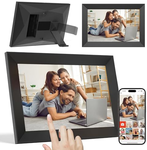 DIRU Marco de Fotos Digital WiFi 10.1 Táctil Full HD, 32 GB, Frameo App, Auto Rotación, Pantalla IPS, Reproduce Fotos y Videos