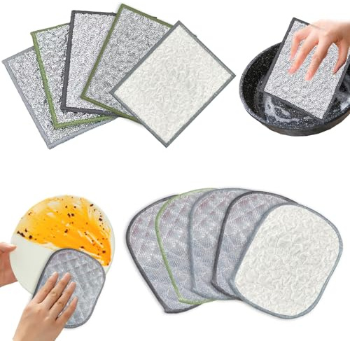 Cosiesnest 20 paños de cocina reutilizables de malla plateada de alambre de metal para mojado y seco, antiarañazos de doble cara, trapos de limpieza multiusos para sartenes, ollas, estufas, cocina y