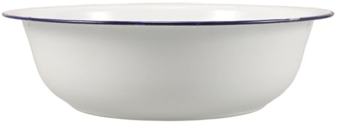 SOLUSTRE Bain de Pieds en Émail Vintage 30 Cm Bleu et Blanc Bassin Polyvalent pour Pédicure et Lavage des Pieds Bassine Rétro et Usage Buanderie Bol Solide pour Soins Personnels