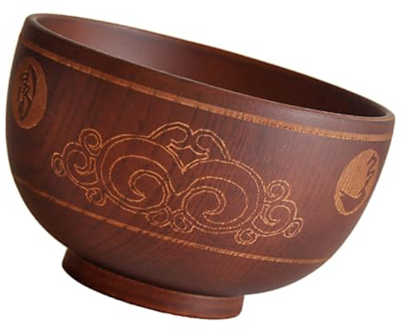 LABRIMP Ciotola in Legno da Intaglio Etnica Grande Superficie Liscia senza Bave Scodella Decorativa Versatile per Ristorante e Casa