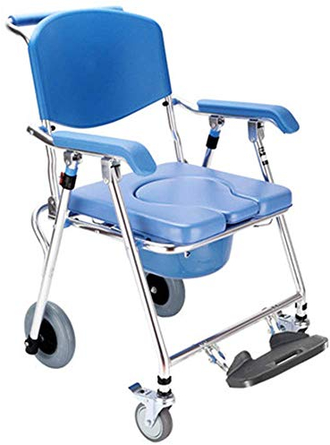 MY1MEY Kommodestühle Kommodestuhl, Gesundheitspflege Zusammenklappbar Feste Höhe Mobiler Kommodestuhl und Toilettenstuhl, Duschstuhl mit Rädern und Bremsen für Badezimmer Toilettenhocker Senioren Be